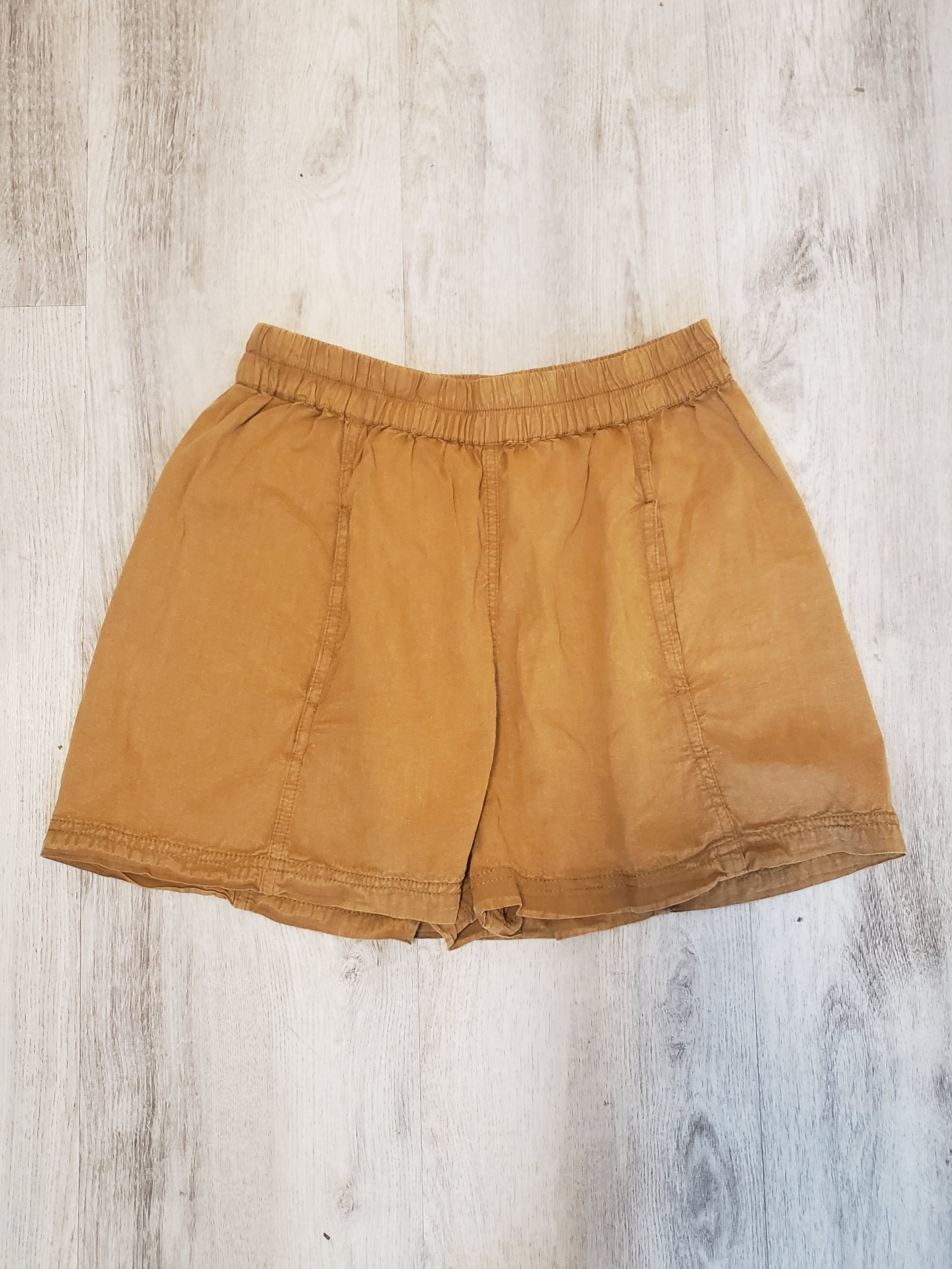 Free People Women’s Casual Elastic-Waist Brown Shorts With Pockets